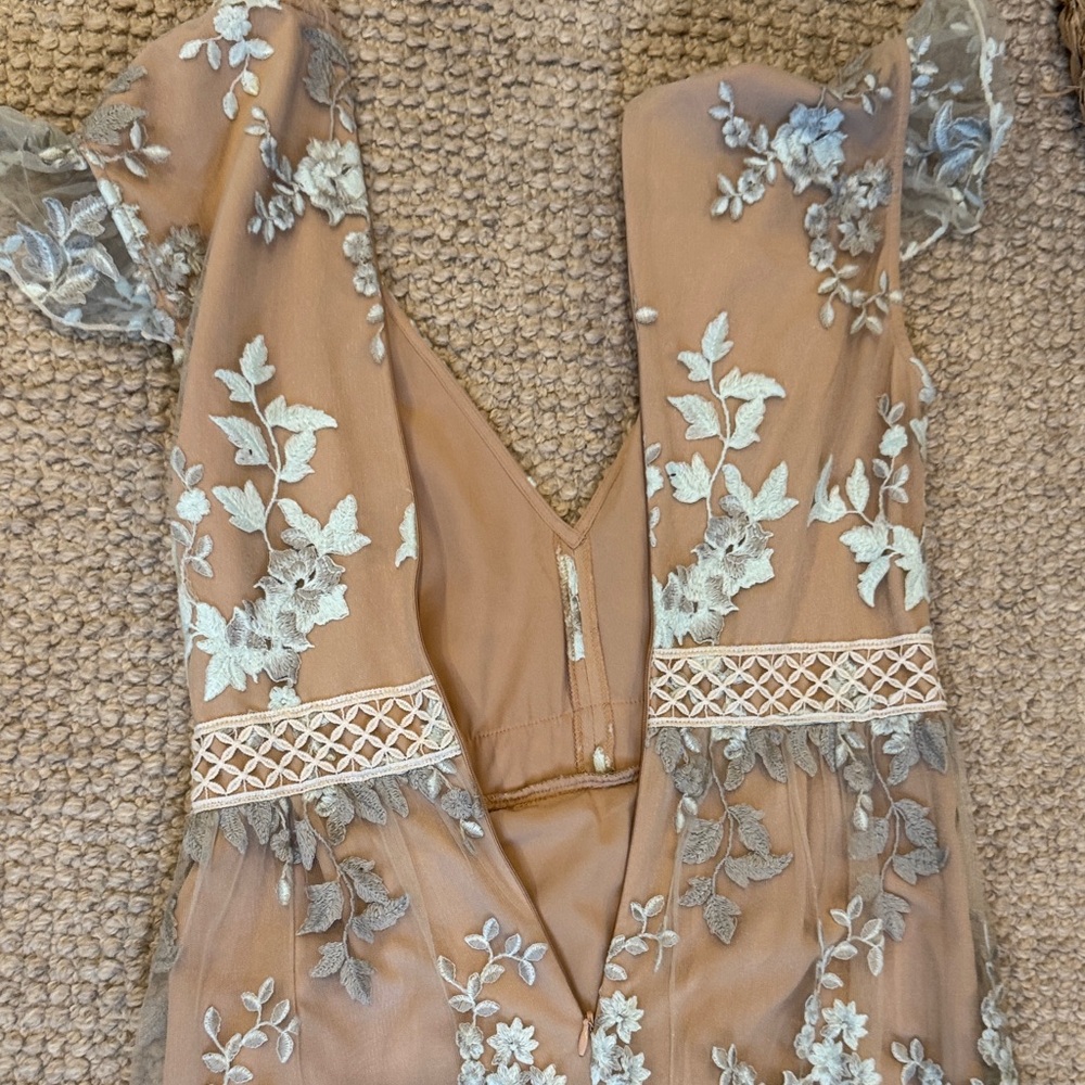 Wayf Floral Mesh Lace Embroidered Maxi Cocktail Dress - Picture 5 of 7